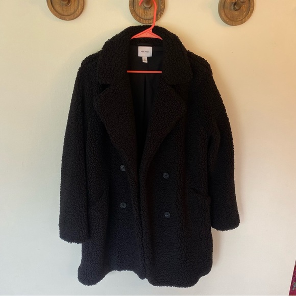 Nine West black teddy sherpa soft oversized winter coat size large - Picture 1 of 9
